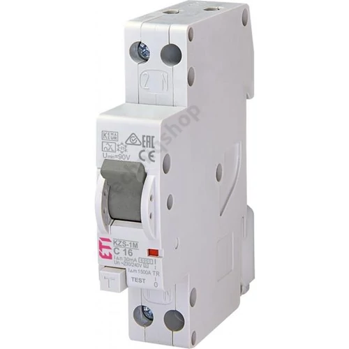 Áram-védőkapcsoló ETI KZS kombi 16A C 30mA 1modul