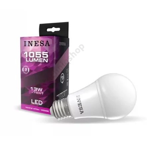Ledes izzó 230V E27 13W 840 180° 1055lm INESA