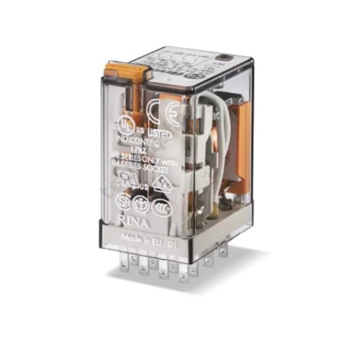 Általános célú relé 7A 4-v dugaszolós 24VDC monostabil IP20 55.34.9.024.0040 FINDER