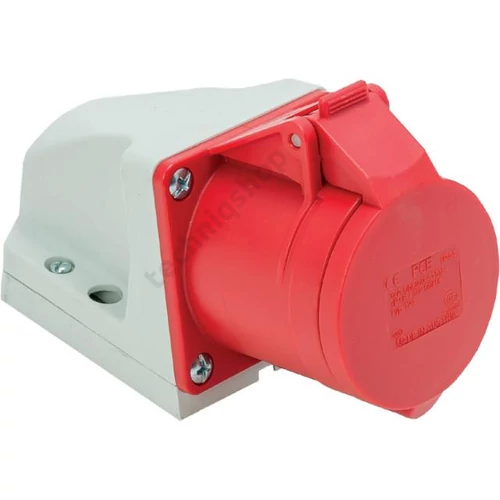 Ipari dugalj falra szerelhető 3P+N+E 16A 400V(50+60Hz) piros IP44 műanyag 6h-pozíció csavaros PCE