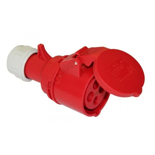 Ipari dugalj lengő 3P+N 32A 4P 400V(50+60Hz) piros egyenes IP44 műanyag 6h-pozíció Shark PCE