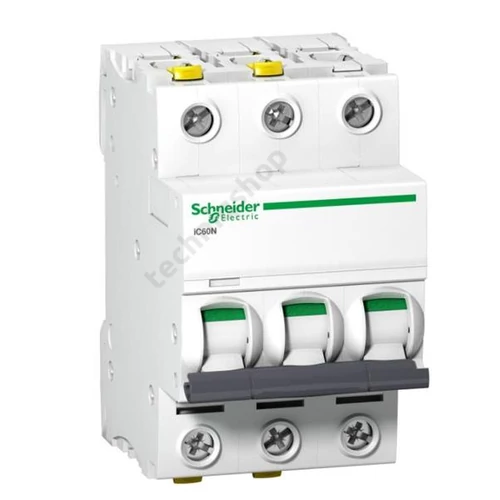Kismegszakító 3P 10A C-jelleg 400V AC/DC 6kA/60898 20kA/60947 Acti9 iC60N Schneider