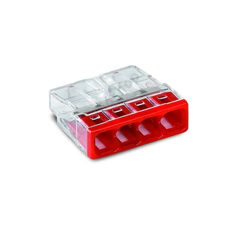 Vezetékösszekötő átlátszó 4-pólus 0.5-2.5mm2 24A 450V átlátszó működtetőkarral WAGO