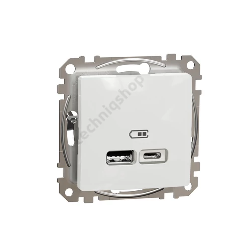 SednaÚj USB töltőaljzat A+C 2/ki 2400mA-max. 5V süllyesztett fehér Schneider