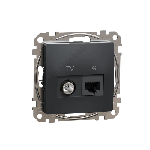 SednaÚj TV 1xKoax 1xRJ45 lakkozott matt antracit csavaros Cat6 Schneider