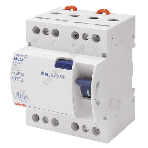 Áram-védőkapcsoló (Fi-relé) 4P 100A 0.03A AC-típus analóg 90RCD GEWISS