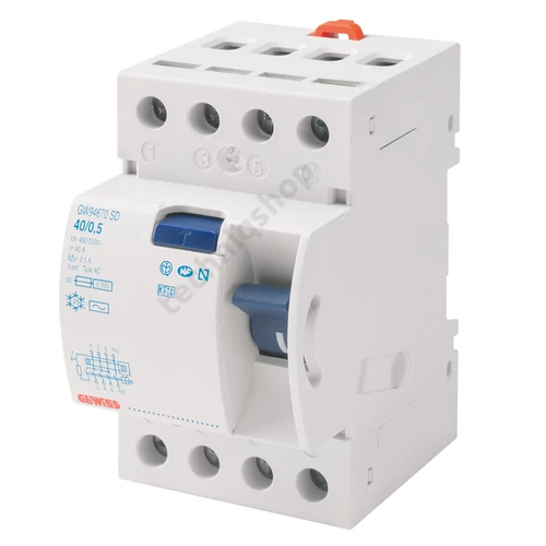 Áram-védőkapcsoló (Fi-relé) 4P 40A 0.03A AC-típus analóg 90RCD GEWISS