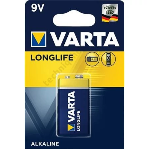9V elem Varta Longlife alkáli B1 Sárga