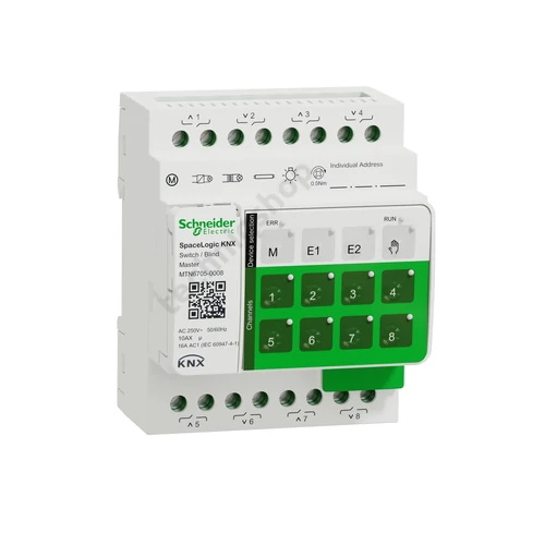 KNX redőny és kapcsolóaktor master (8RO) kalapsínre 4x 16A AC 4M-DIN SpaceLogic Schneider