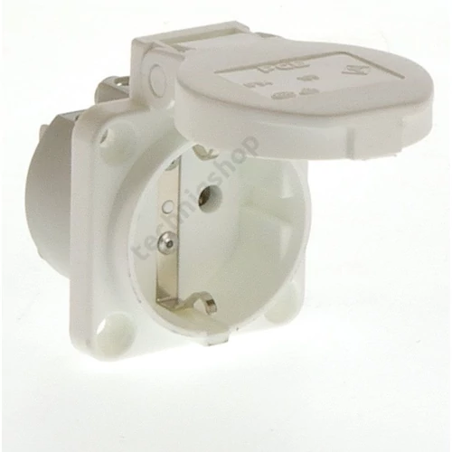 Háztartási dugalj beépíthető 2P+E +csapófedél 16A 3P 250V műanyag 50x50mm fehér S-Nova PCE