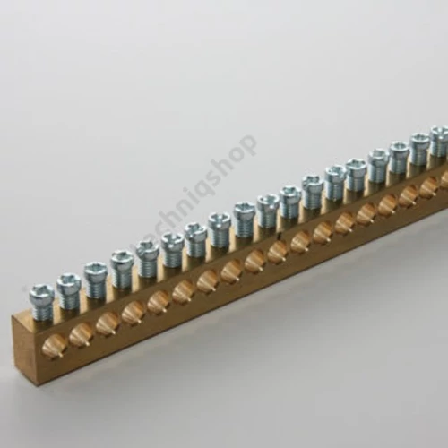 PE/N-sín szigeteletlen földelősín 10x15mm2 998mm 130xM5 125A sárgaréz kezeletlen EL-NE