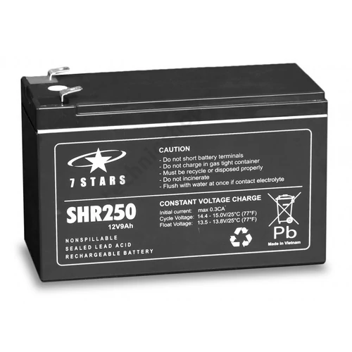 Zárt VLRA akkumulátor ólom(száraz, AGM) 12V 9Ah F2 6,3 SHR 7Star Battery