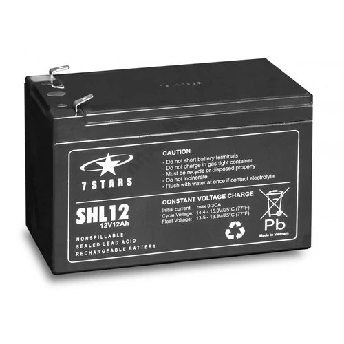 Zárt VLRA akkumulátor ólom(száraz, AGM) 12V 12Ah F2 6,3 SHL 7Star Battery