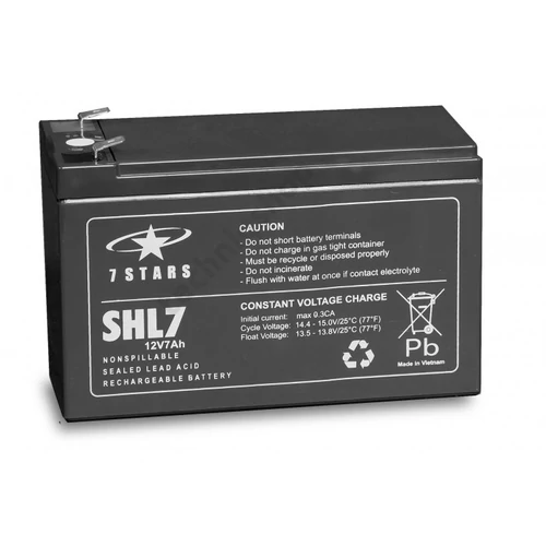 Zárt VLRA akkumulátor ólom(száraz, AGM) 12V 7Ah F2 6,3 SHL 7Star Battery