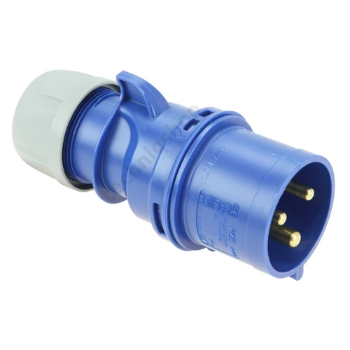 Ipari dugvilla lengő 2P+E 32A 3P 230V(50+60Hz) kék IP44 műanyag csavaros 6h-pozíció Shark PCE