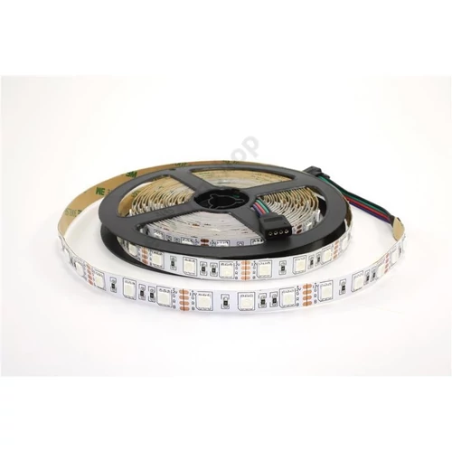 LED szalag RGB beltéri 12V DC 14,4W/60LED(5050)/m színváltós fehér nyákos