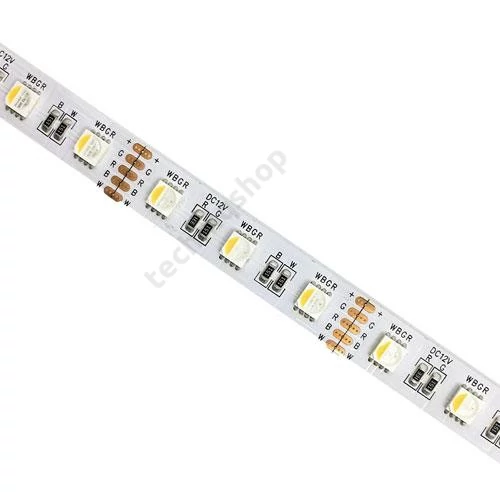 LED szalag RGBW beltéri 12V DC 12W/60LED(5050)/m RGBW színváltós+semlegesfehér fehér nyákos