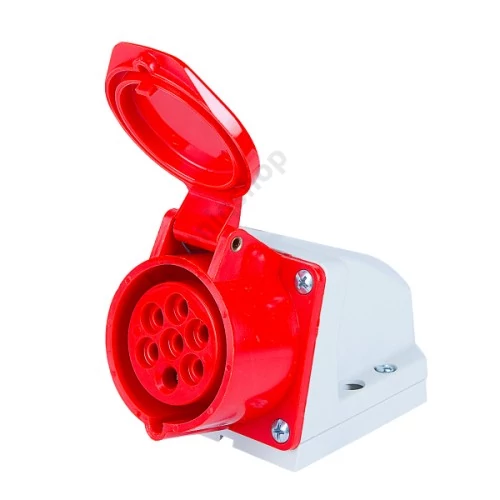 Ipari dugalj falra szerelhető 6P+E 16A 400V(50+60Hz) piros IP44 műanyag 6h-pozíció csavaros PCE