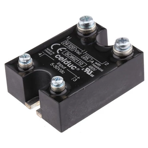 Szilárdtestrelé panelre pillanat kapcs. 1F 24-520V AC 25A/AC-1 5-30VDC SC8 CELDUC