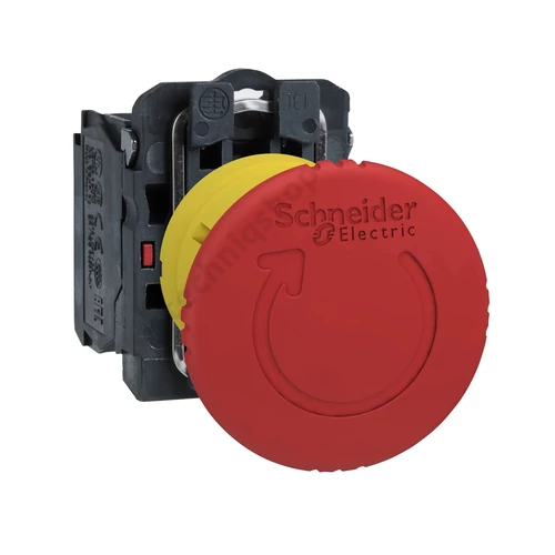 Vészgomba-nyomó komplett d22 1ny süllyesztett 40mm-fej fordító nyugtázás Harmony XB5 Schneider