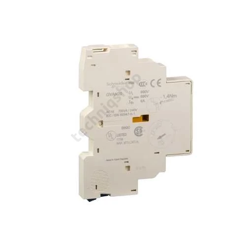 Segédérintkező GV2ME, GV2P, GV3P -hez oldalra rádugható 2-z 3.3A/AC15/230V TeSys GV-AN Schneider