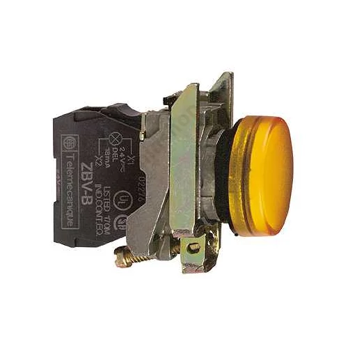 Jelzőlámpa komplett fém d22 1x LED narancs 24V AC/DC kerek lapos Harmony XB4 Schneider