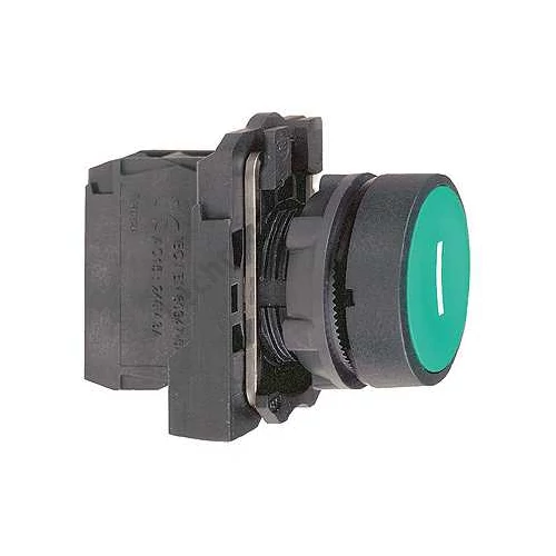Nyomógomb komplett műa. d22 I zöld lapos visszaugró 1z csavaros kerek IP66 Harmony XB5 Schneider