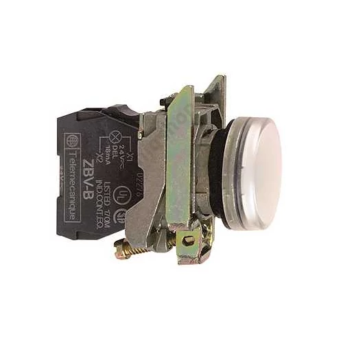 Jelzőlámpa komplett fém d22 1x LED fehér 230-240V AC/DC kerek lapos Harmony XB4 Schneider