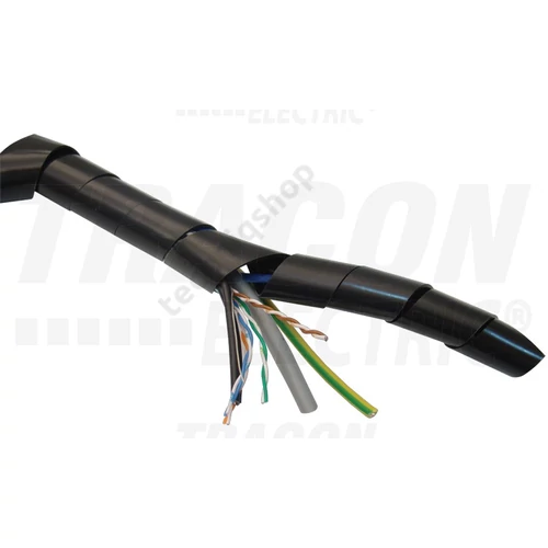 Vezetékspirál lapos 10m fekete 7-40mm TRACON
