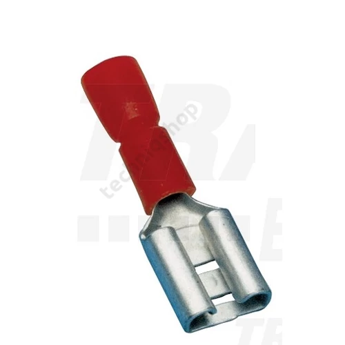Csúszósaru 22,2mm hüvely részlegesen szigetelt 32A piros lapos 6,3x0,8 mm réz 0,75-1,5mm2 TRACON