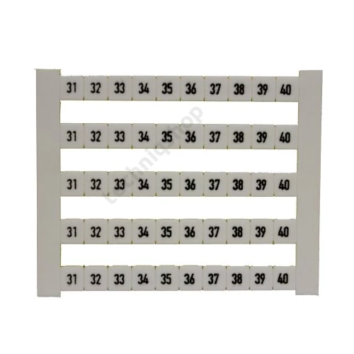 Sorkapocsjelölő lap (31-40) vízszintes fehér 5mm modultáv. DEK 5 FWZ 31-40 Weidmüller