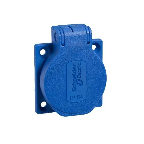 Ipari dugalj falra szerelhető 2P+E 16A 3P 250V műanyag 50x50mm kék egyenes IP54 PratiKa Schneider