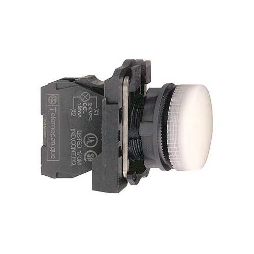 Jelzőlámpa komplett műa. d22 1x LED fehér 24V AC/DC kerek lapos Harmony XB5 Schneider