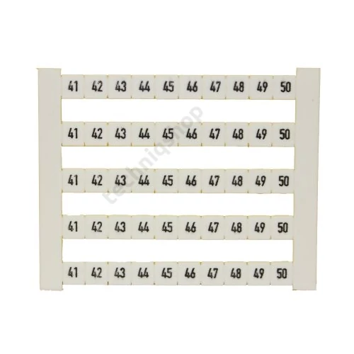 Sorkapocsjelölő lap (41-50) vízszintes fehér 5mm modultáv. DEK 5 FWZ 41-50 Weidmüller