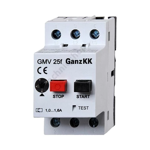Motorvédő kapcsoló 3P 1,6-2,5A-hő 100kA fix termomágneses csavaros GMV 25F Ganz KK