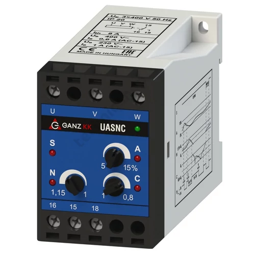 Feszültségvédelmi relé 3F aszimmetria/sorrend/növekedés/csökkenés 1A/230V 740-8070-515 Ganz KK
