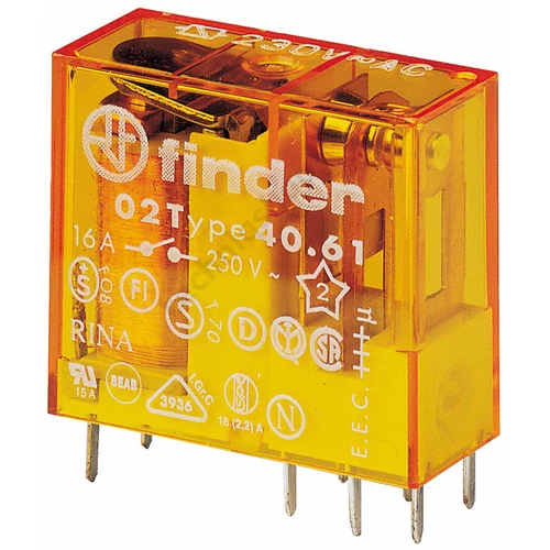 Miniatűr relé NYÁK/dugasz 16A 1-v 230VAC monostabil IP20 40.61.8.230.0000 FINDER