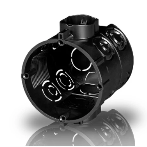 Süllyesztett szerelvénydoboz mély 1-es kerek 65mmx 65mm-átmérő fekete műanyag E107M25 F-TRONIC