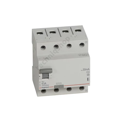 Áram-védőkapcsoló (Fi-relé) 4P 63A 0.03A A-típus 10kA analóg RX3 LEGRAND