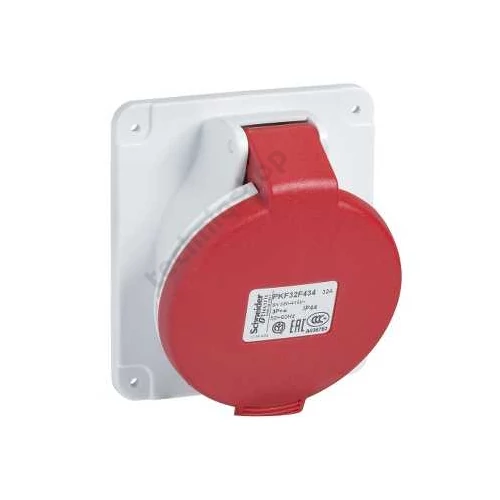 Ipari dugalj beépíthető 3P+N+E 3P 400V(50+60Hz) piros ferde 32A IP44 műanyag PratiKa Schneider
