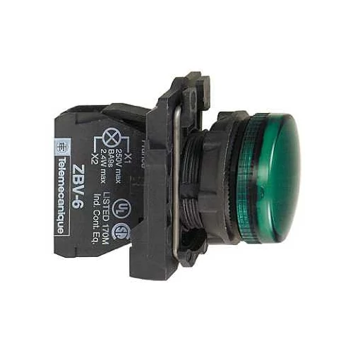 Jelzőlámpa komplett műa. d22 1x LED zöld 230-240V AC/DC kerek lapos Harmony XB5 Schneider
