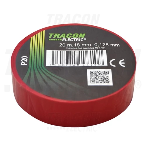 Szigetelőszalag piros 18mm-sz 20m-ho TRACON