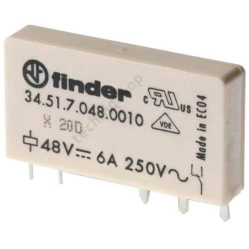 Relé keskeny NYÁK/dugasz 6A 1-v 24VDC monostabil IP20 34.51.7.024.0010 FINDER
