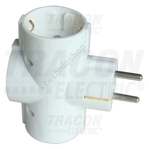 T-elosztódugó DIN(F)90°->3xDIN(F) fehér 16A 250V TRACON