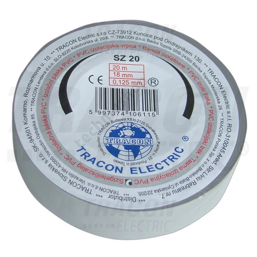 Szigetelőszalag szürke 18mm-sz 20m-ho TRACON