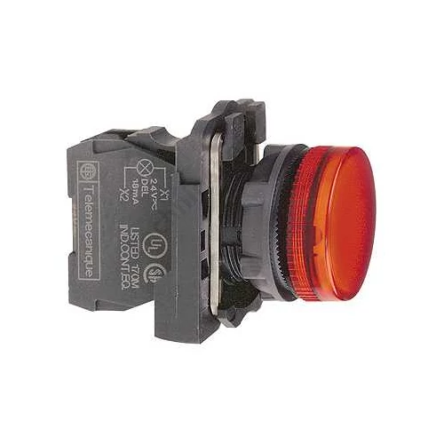 Jelzőlámpa komplett műa. d22 1x BA9s piros 0-250V AC/DC kerek lapos Harmony XB5 Schneider