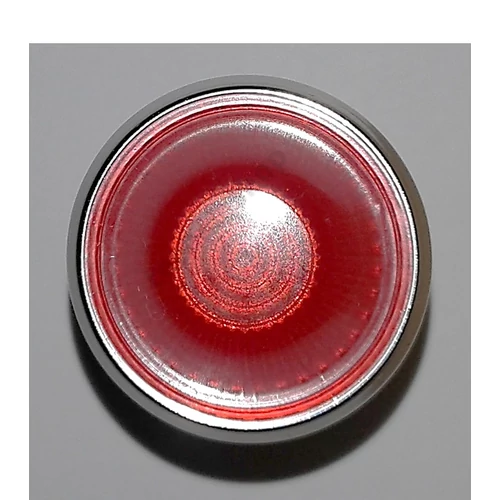 Jelzőlámpa fej F…foglalathoz kerek piros magas króm fém-előlapgyűrű IP65 L2-rt VA Elektronika