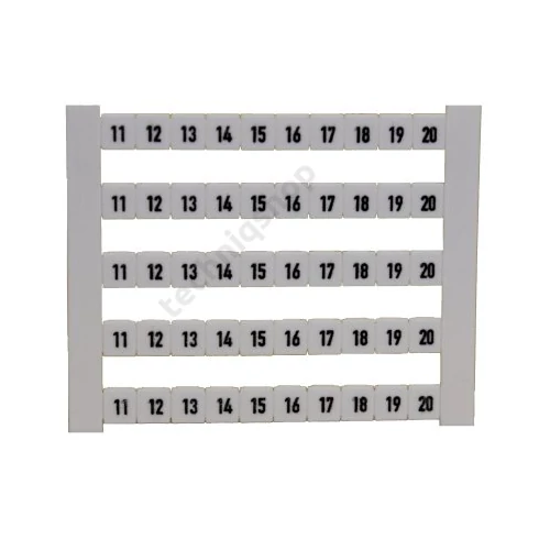 Sorkapocsjelölő lap (11-20) vízszintes fehér 5mm modultáv. DEK 5 FWZ 11-20 Weidmüller