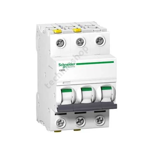 Kismegszakító 3P 2A B-jelleg 400V AC/DC 6kA/60898 50kA/60947 Acti9 iC60N Schneider