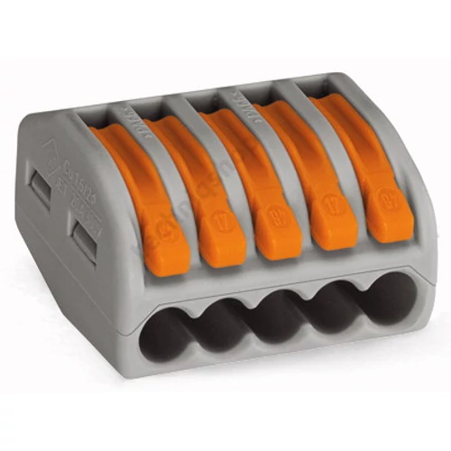 Vezetékösszekötő oldható 32A/400V leágazás 5x 0.8-4mm2 szürke WAGO